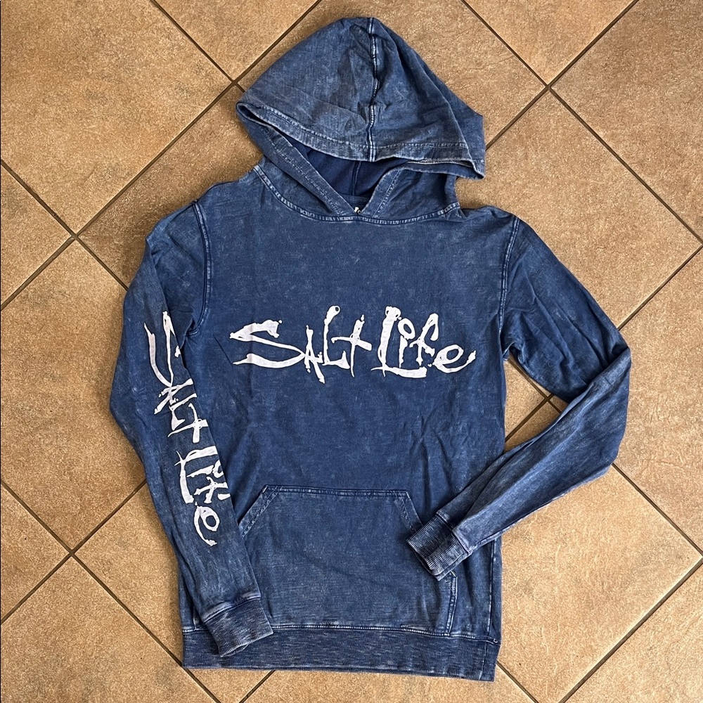 Salt Life Blue Hooded Sweatshirt Size Small